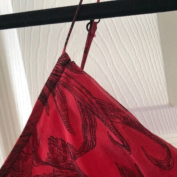 Betsey Johnson silk, airy, elegant black on red lined special occasion dress. - Picture 3 of 12